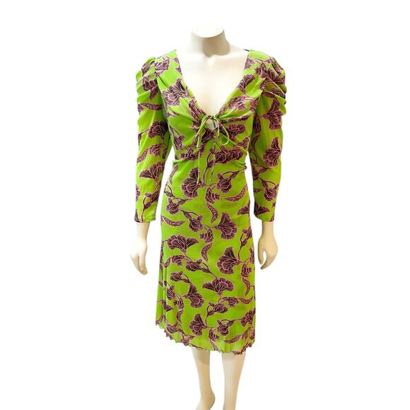 Diane Von Furstemberg Mesh Dress Sun Prairie Soft Green Large - Picture 2 of 8